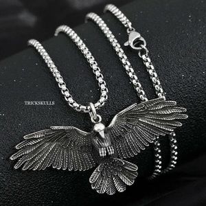 Raven Crow Eagle Bird Wingspan Pendant Punk Gothic Streetwear 60cm Chain New!